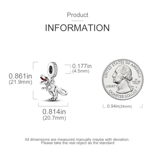 925 Silver Charm for Bracelets Animal Pet Insect Series Women Jewelry Gift - color: Silver dinosaur