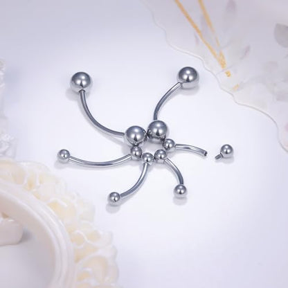 Ruifan 20g 18g 16g 14g 12g 8g 6g 4g 2g Rook Piercing Jewelry Titanium Internally Threaded Curved Barbell Eyebrow PA Tragus Helix Conch Lobe Earrings Lip Rings Body Piercing Jewelry For Women Men - size: 16G - 8mm Ball