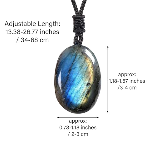 Anjiucc Natural Gemstone Tree of Life Black Obsidian/Golden Obsidian Pendant Necklace for Male and Female Necklace - color: Labradorite