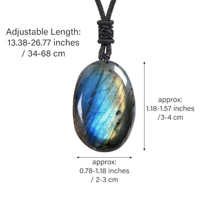 Anjiucc Natural Gemstone Tree of Life Black Obsidian/Golden Obsidian Pendant Necklace for Male and Female Necklace - color: Labradorite