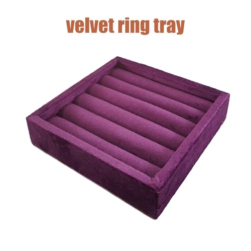SCIKHETF Velvet Ring Earrings Studs organizer Tray Small Ring Insert Display Tray 5 Slots Stackable (Purple) - color: Purple