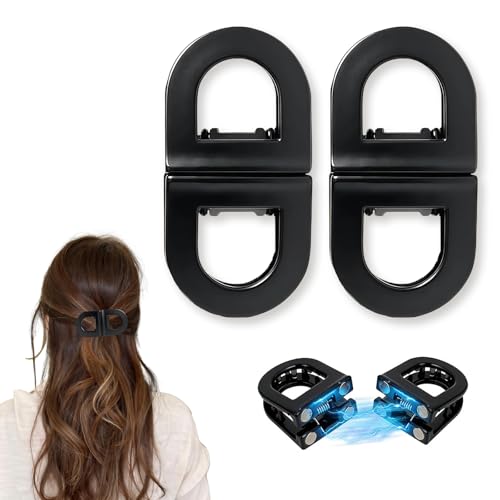 2PCS Magnetic Hair Clips for Women, Black 2-in-1 Quick Snap Hair Clips, Strong Hold No Slip Seamless Hair Clips, Creaseless Non-Dent Hair Styling To·ols for Thick Thin Hair - color: Style 2