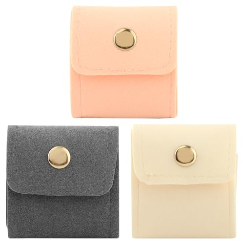 3 Pack Mini Travel Jewelry Organizer Roll, Foldable PU Jewelry Pouches | Snap Closure Anti-Tangle Storage for Earrings, Rings and Necklaces, Compact Gift for Women, 1.97 x 1.81 in Folded