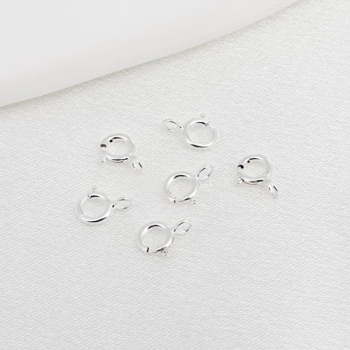 925 Sterling Silver Necklace Clasps, 5mm Spring Clasps for Jewelry Making | Jewelry Clasps and Closures, 4mm Sterling Silver Jump Rings, Bracelet for DIY Jewelry Making Supplies - color: Sterling Silver