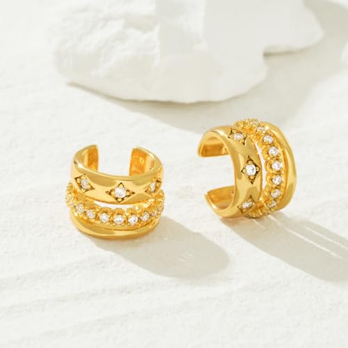 BENEIGE Ear Cuff Non Piercing 14K Gold Plated Ear Cuff Earrings for Women Clip On Cartilage Earring Jewelry for Women - style: Flat Star