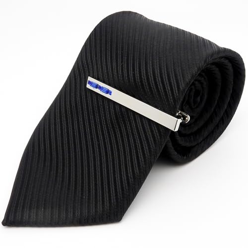 Men Crystal Tie Clip Tie Bar for Regular Necktie Silver In Gift Case | Purple/Blue/Red/Black/White Crystal Tie Pin for Men Business Anniversary Wedding Party Office Formal Daily Occasions Suit - style: Blue Crystal