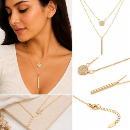 Rich London 18K Rose Gold Plated 2-in-1 Clover Heart Pendant Necklace for Women | Elegant Crystal Charm Jewellery - color: Y Chain