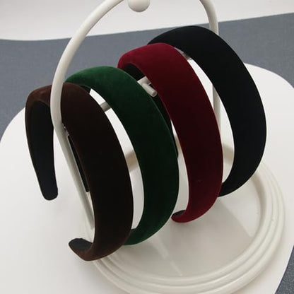 Velvet Padded Headband Fashion Headbands Non Slip Head Band Hair Bands Accessories for Women Girls (Red) - color: Red
