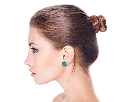Bali Style Button Style Faux White Pearl, Black, Turquoise Clip On Earrings - color: Blue