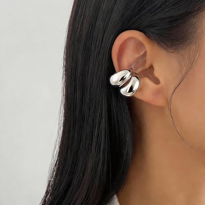 Chunky Gold Ear Cuff for Women Non-Piercing Cartilage Clip-On Earrings Trendy Jewelry Gift - color: A3:Chunky Ear Cuff