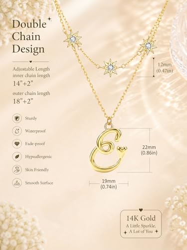 14K Gold A-Z Initial Lette Necklace Star Choker Women Necklace | Personalized Initial Jewelry, Meaningful Name Letter Gift for Women Wife Mom Friend, Perfect Present For Birthday/Anniversary - style: 14K Gold-E