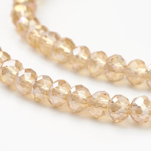 1110pcs Faceted Rondelle Glass Seed Beads 3x2mm Mini Crystal Loose Spacer Beads for DIY Friendship Bracelet Necklace Beading Craft Jewelry Making Ornament, Wheat - color: Wheat
