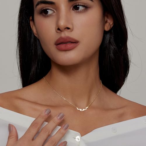 Luxval Diamond Pendant Gold Necklace for Women，Dainty 18k Gold Plated Choker Necklaces Simple Gold Jewelry Gifts for Women - color: Gold-smile cz