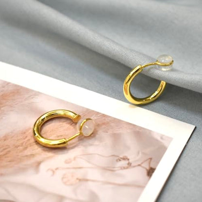 Clip on Earrings for Women, 14K Real Gold Plated Non Pierced Hoop, Clip on Hoops for Non Pierced Ears Gold and White Gold - color: 20mm Hoop Gold