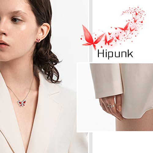 925 Sterling Silver Birthstone Butterfly Jewelry Women Crystal Animal Cute Butterflies Birthday Necklace/Earring/Ring/Bracelet Sets Birth Stone Statement Anniversary Jewellery - color: 2-A.January-Garnet