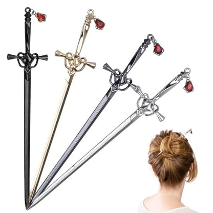 Sword Hair Stick Retro Metal Hair Sticks Ancient Style Swords Hair Chopsticks for Bun Hair Long Hair, Chinese Hair Pins Hair Sticks Hair Daggers for Hair Accessories (4Pcs)