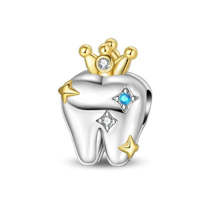 Gold Flower Family Charms for Bracelet Bead Charm for Women Jewelry Present - style: Healthy Teeth