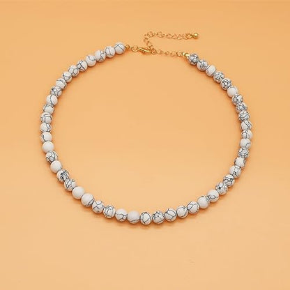 JNF Chunky Beaded Necklaces Women Large Big Ball Bead Choker Necklace Bold Statement Beads jewelry Gift - color: White