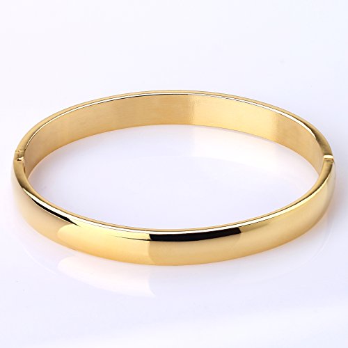 Stainless Steel Bracelet for Women Girls High Polished Bracelet Grooved Cuff Bangle 7" - style: 8mm Wide
