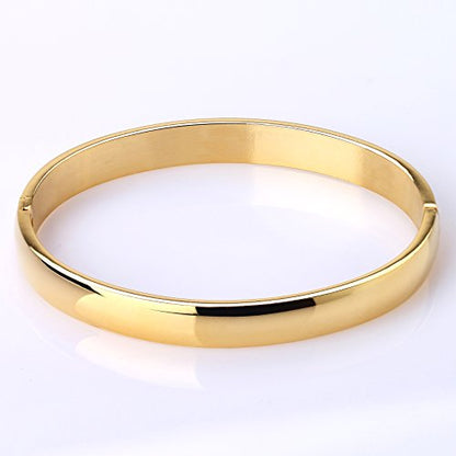 Stainless Steel Bracelet for Women Girls High Polished Bracelet Grooved Cuff Bangle 7" - style: 8mm Wide