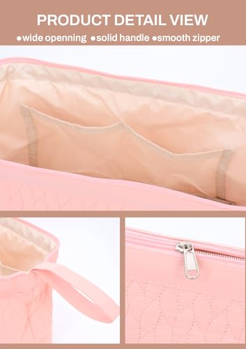 TeeYee Nylon Hair Tools Travel Bag for Dyson Airwrap Quilted Toiletry Bag | Travel Storage Bag for Shark Flexstyle/Curling Iron,Water-repellent,Wide-open,Well-structured,Heat-safe lining,002pink - color: 002Pink