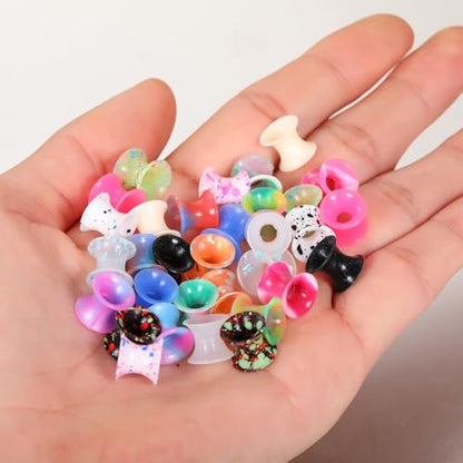 Xpircn 30Pcs Silicone Ear Gauges Flexible Ear Tunnels Plugs Stretchers Expander Double Flared Flesh Ear Piercing Jewelry for Women Men - style: Mixed Color:2G(6mm)