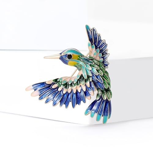 Enamel Bird Brooch for Women Rhinestones Owl/Hummingbird/Eagle/Toucan Lapel Pin Cute Bird Brooches Jewelry Gifts for Mom Wife - color: Green-Hummingbird 1