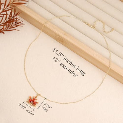 Jean Beau Dainty Pendant Necklaces for Women, Cute Chain Necklace Jewelry Gift - color: Maple
