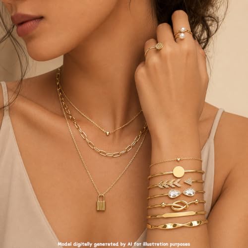 68-80 Pcs Jewelry Sets for Women, Gold Silver Bulk Jewelry Set with Rings Earrings Necklaces Bracelets, Hypoallergenic Fashion Jewelry Sets for Women Wedding Birthday Gifts - color: Gold 1