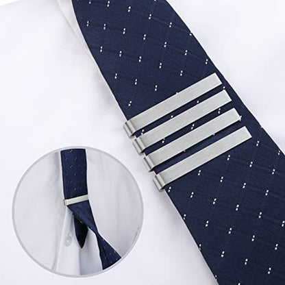 HAWSON 2 inch Tie Clips for Men-Skinny Tie Bar Tie Set for Wedding Anniversary Business and Best Gift for Dad Husband Brother - color: 4 PCS - Brush Silver 1