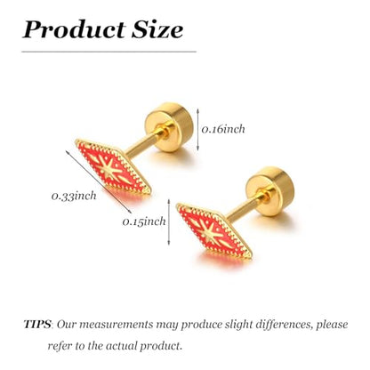 Square Stud Earrings for Women Boho Starburst Screw Back Earrings Geometric Flatback Cartilage Helix Earring 14K Gold Plated Hypoallergenic Jewelry Accessories for Party Outfits Trendy Jewelry Gifts - color: A-boho earrings
