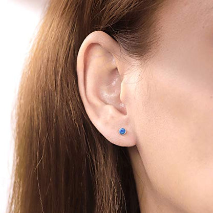 Boma Jewelry Sterling Silver Mini Circle Stud Earrings - color: Synthetic Lapis
