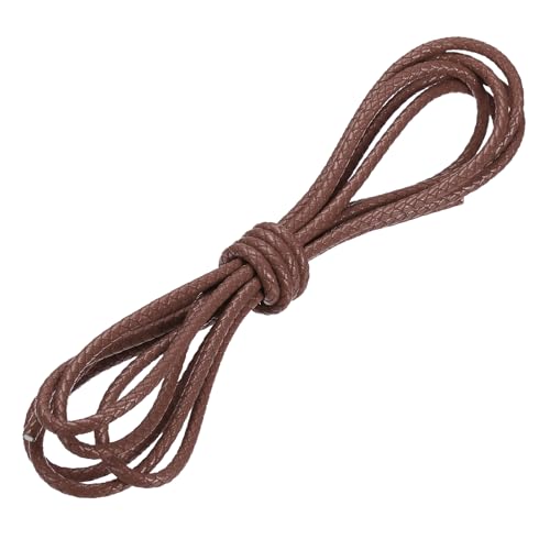 PATIKIL 3.3 Yards Braided Leather Cord, 5mm Round Braided Faux Necklace Cord Bolo Tie String for Necklace Crafts Beading Braiding, Brown - color: Brown, size: 5mm