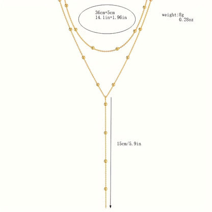 Layered Y Necklace for Women – Boho Tassel Pendant Necklace Gold & Silver Double Layer Chain Choker Necklace for Daily Wear Party Jewelry