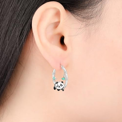 Floral Hoop Earrings 925 Sterling Silver with 14K Gold Plating – Lightweight CZ Flower Hoops | Hypoallergenic Jewelry for Women | Gift Box + Polishing Cloth - color: 22mm Panda Earrings