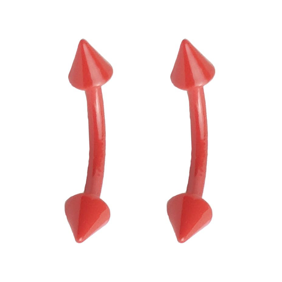 2Pcs 16G Red Spike Eyebrow Rings for Women Men Surgical Steel Curved Barbell Eyebrow Rings Studs Helix Rook Earrings Simple Body Piercing Jewelry