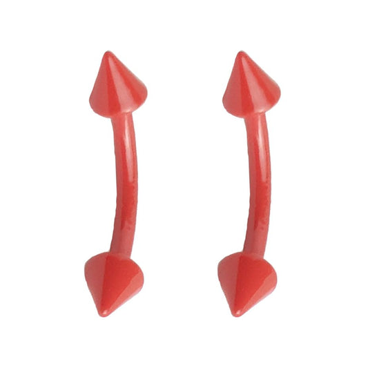 2Pcs 16G Red Spike Eyebrow Rings for Women Men Surgical Steel Curved Barbell Eyebrow Rings Studs Helix Rook Earrings Simple Body Piercing Jewelry