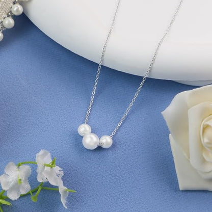 Trinckle Pearl Necklaces for Women, Pearl Choker Dainty Pendant Necklace | White Pendant Choker for Teen Girls, Layered Daisy Jewelry, Wedding Strands for Bride Bridesmaids as Beach Summer Accessories - style: Silver necklace