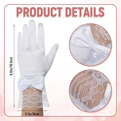 Marrywindix 4 Pcs Pearl Necklace Set Tea Party Gloves Pearl Necklace Bracelet Earring for Wedding Christmas Party Cosplay Accessories