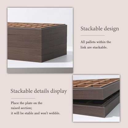 Wood Jewelry Organizer Tray, Rings Display (Brown, 2Pc, Rings) | Stackable Jewelry Display, Rings Holder, Rings Organizer, Rings Tray, Earrings Organizer - size: Rings+Rings