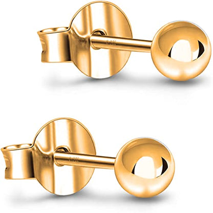 Savlano 14K Real Gold Ball Stud Earrings For Women - Made in Italy Comes With Savlano Gift Box - style: 14K Gold