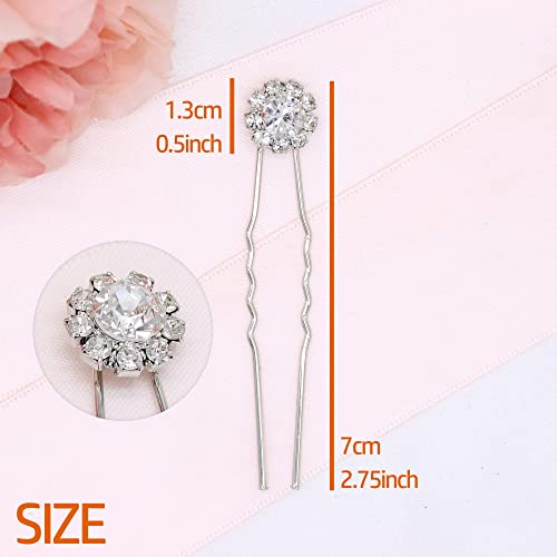 Crystal Bridal Hair Pins Clips Wedding Hair Accessories Hair Set Jewelry With Rhinestone For Brides and Bridesmaids Set Of 12 (Silver) - color: Silver