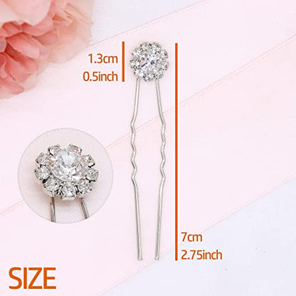 Crystal Bridal Hair Pins Clips Wedding Hair Accessories Hair Set Jewelry With Rhinestone For Brides and Bridesmaids Set Of 12 (Silver) - color: Silver