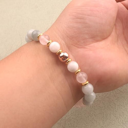KSQS Healing Stone Bead Bracelet for Women, Natural Gemstones Balance Protection Bracelet, Spiritual Crystal Beads Bracelet Anxiety Relief with Meaning Card - color: Fertility