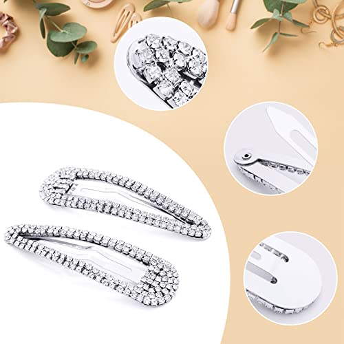 KANPRINCESS Hair Clip, 2Pcs 2.4Inch Rhinestone, Silver, Hair Barrettes for Women Girls Bridal, Wedding, Party, Prom