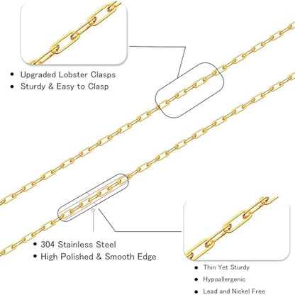 16Ft Stainless Steel Paperclip Chain for Jewelry Making, 2.5mm Width Gold Plated Paper Clip Link Chains Roll for DIY Necklace Bracelet Jewelry Making Supplies with Lobster Clasps Soft Tape Measure - color: Paperclip 2.5mm Gold with Soft Tape Measure
