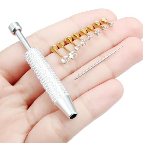 18/16g Flat Back Earrings Lip Rings Stud Jewelry Surgical Steel - color: 14K Gold Plated, size: 18g