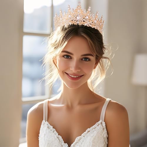 Tiaras and Crowns for Women Crystal Princess Tiaras Rhinestone Queen Crowns For Wedding Bridal Birthday Prom Pageant Party (Tiara 100) - color: Gold White