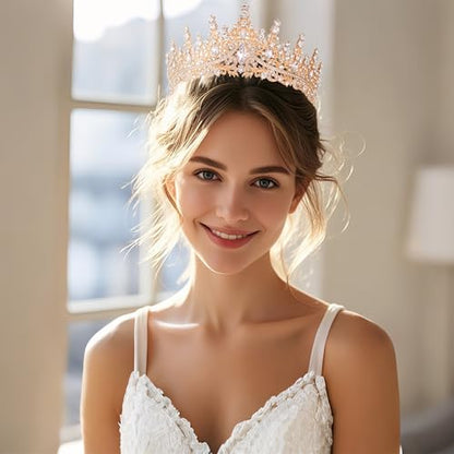 Tiaras and Crowns for Women Crystal Princess Tiaras Rhinestone Queen Crowns For Wedding Bridal Birthday Prom Pageant Party (Tiara 100) - color: Gold White