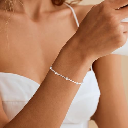 DIBOLA Gold Jewelry Set for Women, Dainty Layered 14K Gold/Silver Pearl Choker Necklaces and Earring Set Pearl Earrings Bracelets Wedding Bride Jewelry - color: 2 pearl earrings jewelry set-silver